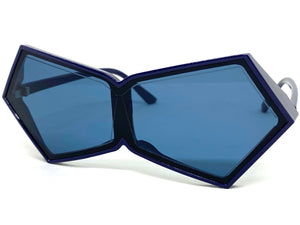 Exaggerated Modern Retro Futuristic Style SUNGLASSES Funky Blue Frame 2175