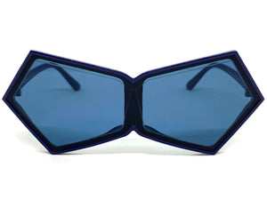 Exaggerated Modern Retro Futuristic Style SUNGLASSES Funky Blue Frame 2175