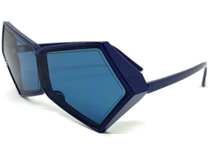 Exaggerated Modern Retro Futuristic Style SUNGLASSES Funky Blue Frame 2175