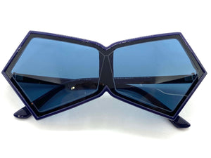 Exaggerated Modern Retro Futuristic Style SUNGLASSES Funky Blue Frame 2175