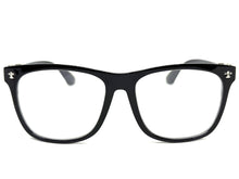 Classic Vintage Retro Style READING GLASSES READERS Black Frame Silver Cross Lens Strength +1.50