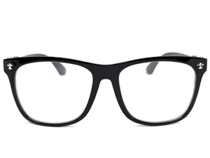 Classic Vintage Retro Style READING GLASSES READERS Black Frame Silver Cross Lens Strength +1.50