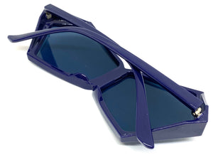 Exaggerated Modern Retro Futuristic Style SUNGLASSES Funky Blue Frame 2175