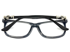 Classic Vintage Retro Style READING GLASSES READERS Black Frame Silver Cross Lens Strength +1.50
