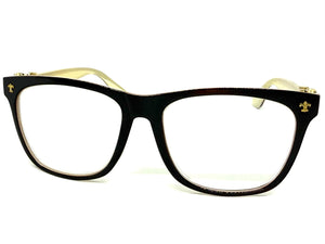 Classic Vintage Retro Style READING GLASSES READERS Brown Frame Gold Cross Lens Strength +2.00