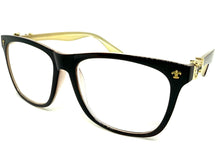 Classic Vintage Retro Style READING GLASSES READERS Brown Frame Gold Cross Lens Strength +2.00
