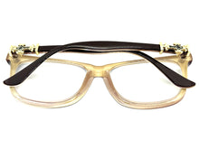 Classic Vintage Retro Style READING GLASSES READERS Brown Frame Gold Cross Lens Strength +2.00