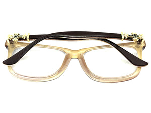 Classic Vintage Retro Style READING GLASSES READERS Brown Frame Gold Cross Lens Strength +2.00