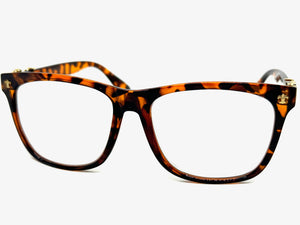 Classic Vintage Retro Style READING GLASSES READERS Tortoise Frame Gold Cross Lens Strength +2.25