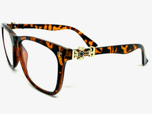 Classic Vintage Retro Style READING GLASSES READERS Tortoise Frame Gold Cross Lens Strength +2.25