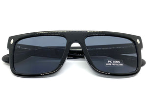 Classic Vintage Retro Style SUNGLASSES Large Square Black Frame 6038