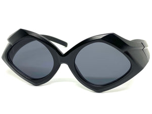 Exaggerated Modern Retro Futuristic Style SUNGLASSES Large Funky Black Frame 2177