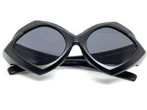 Exaggerated Modern Retro Futuristic Style SUNGLASSES Large Funky Black Frame 2177