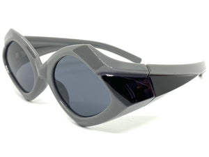 Exaggerated Modern Retro Futuristic Style SUNGLASSES Large Funky Gray Frame 2177