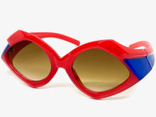 Exaggerated Modern Retro Futuristic Style SUNGLASSES Large Funky Red Frame 2177