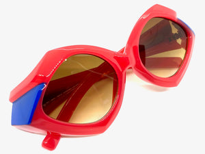 Exaggerated Modern Retro Futuristic Style SUNGLASSES Large Funky Red Frame 2177