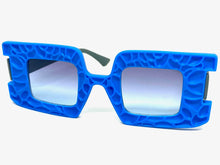 Oversized Exaggerated Vintage Retro Style SUNGLASSES Large Square Blue Frame 1318