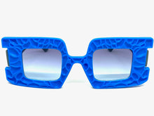 Oversized Exaggerated Vintage Retro Style SUNGLASSES Large Square Blue Frame 1318