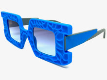 Oversized Exaggerated Vintage Retro Style SUNGLASSES Large Square Blue Frame 1318