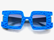 Oversized Exaggerated Vintage Retro Style SUNGLASSES Large Square Blue Frame 1318