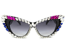 Oversized Exaggerated Retro Cat Eye Style Bling Sunglasses Large Black Frame with Sparkling Crystals 4598