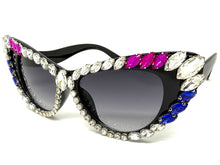 Oversized Exaggerated Retro Cat Eye Style Bling Sunglasses Large Black Frame with Sparkling Crystals 4598