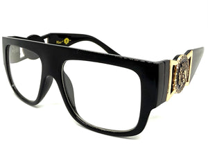 Classic Vintage Retro Hip Hop Rapper Style Clear Lens EYEGLASSES Large Thick Black Frame 5355
