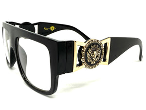 Classic Vintage Retro Hip Hop Rapper Style Clear Lens EYEGLASSES Large Thick Black Frame 5355