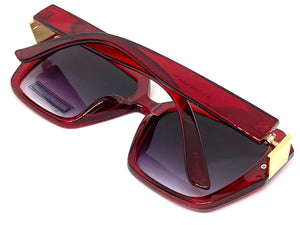 Classic Elegant Vintage Retro Style SUNGLASSES Square Burgundy Frame 2660