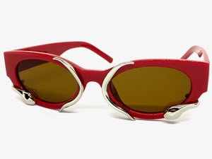 Classy Elegant Modern Retro Style SUNGLASSES Red Frame 1185