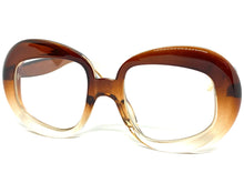 Oversized Vintage Retro Style Clear Lens EYEGLASSES Large Round Brown Frame E2083