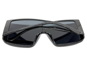 Futuristic Modern Rerto Blinder Shield Style SUNGLASSES Black Frame 6513