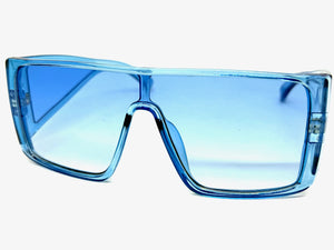Futuristic Modern Rerto Blinder Shield Style SUNGLASSES Blue Frame 6513