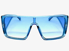 Futuristic Modern Rerto Blinder Shield Style SUNGLASSES Blue Frame 6513