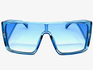 Futuristic Modern Rerto Blinder Shield Style SUNGLASSES Blue Frame 6513
