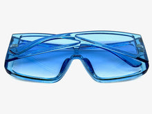 Futuristic Modern Rerto Blinder Shield Style SUNGLASSES Blue Frame 6513