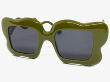 Oversized Exaggerated Vintage Retro Style SUNGLASSES Funky Olive Green Frame 80559