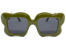 Oversized Exaggerated Vintage Retro Style SUNGLASSES Funky Olive Green Frame 80559