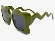 Oversized Exaggerated Vintage Retro Style SUNGLASSES Funky Olive Green Frame 80559