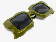 Oversized Exaggerated Vintage Retro Style SUNGLASSES Funky Olive Green Frame 80559