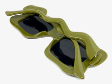 Oversized Exaggerated Vintage Retro Style SUNGLASSES Funky Olive Green Frame 80559