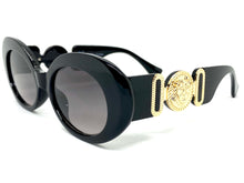 Oversized Vintage Retro Style SUNGLASSES Large Thick Black Oval Frame 4380