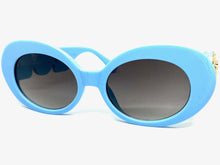 Oversized Vintage Retro Style SUNGLASSES Large Thick Baby Blue Oval Frame 4380