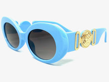 Oversized Vintage Retro Style SUNGLASSES Large Thick Baby Blue Oval Frame 4380