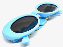 Oversized Vintage Retro Style SUNGLASSES Large Thick Baby Blue Oval Frame 4380