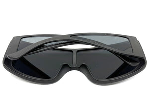 Futuristic Modern Rerto Blinder Shield Style SUNGLASSES Black Frame 6360
