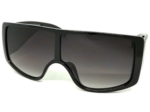 Futuristic Modern Rerto Blinder Shield Style SUNGLASSES Black Frame 6360