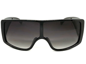 Futuristic Modern Rerto Blinder Shield Style SUNGLASSES Black Frame 6360