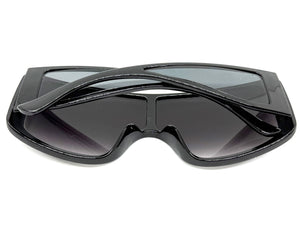 Futuristic Modern Rerto Blinder Shield Style SUNGLASSES Black Frame 6360