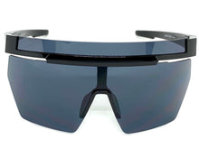 Oversized Retro Sporty Wrap Around Shield Style SUNGLASSES Large Black Frame 59087